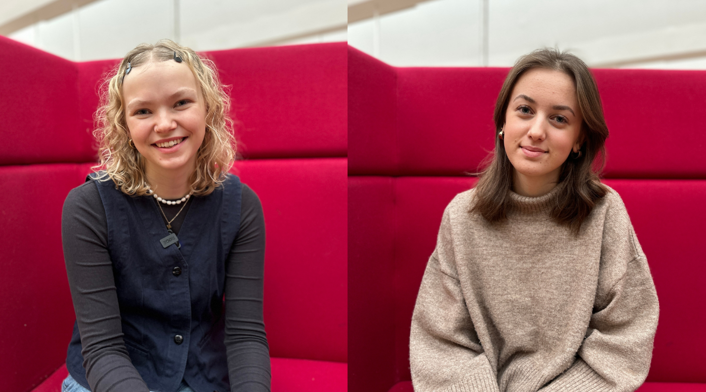 Her ses Matilde Holm Sørensen til venstre og Maria Hessellund Hygum til højre. Begge er elever fra STX, der har prøvet projektet Lystlæsning.